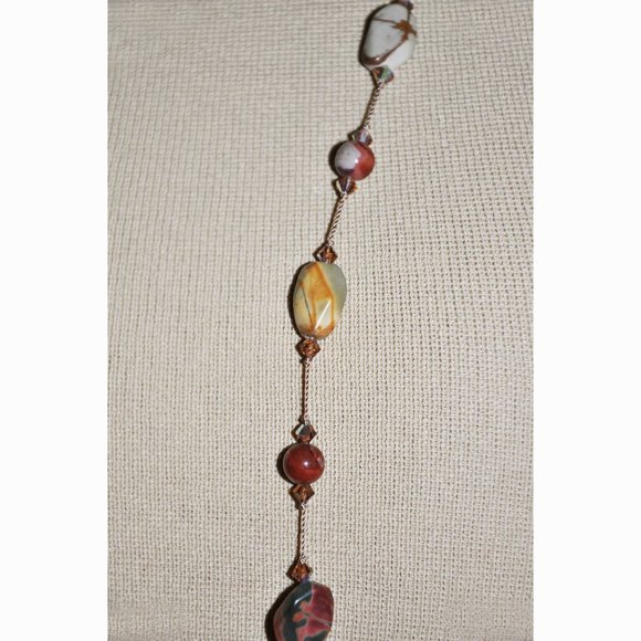 Venus Jasper Handmade Hand Knotted Multi-Color Nugget Beaded Necklace - Picture 6 of 10